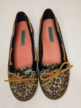 Sperry Angelfish Metallic Leopard Boat Shoes Women's Size 6M